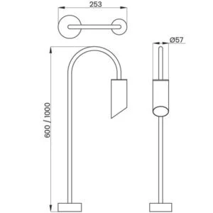 Poste Balizador Usina Ume 1L MR16 253X217X1000mm 25165 100
