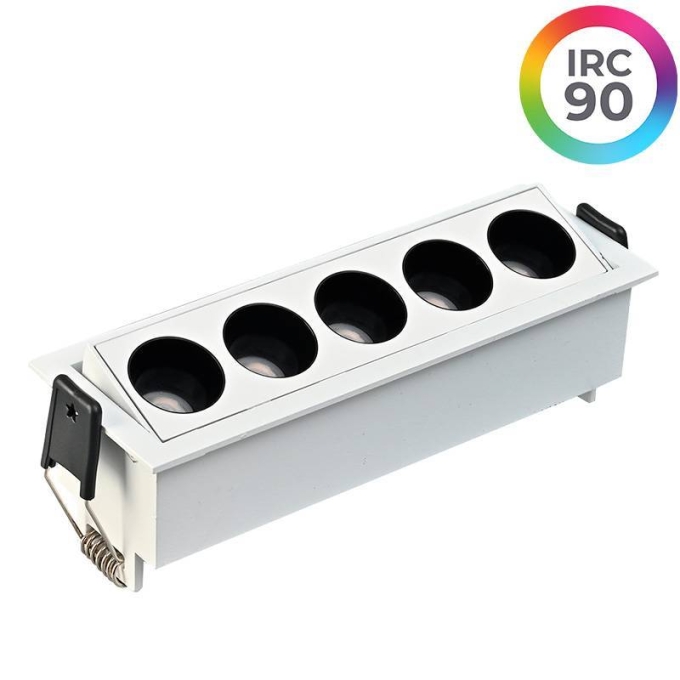 Embutido Nordecor Downlight Powerus Direcionavel 5 Focos 10 watts Branco e Preto 3000K IRC90 38° Bivolt 150x46x52mm 6635