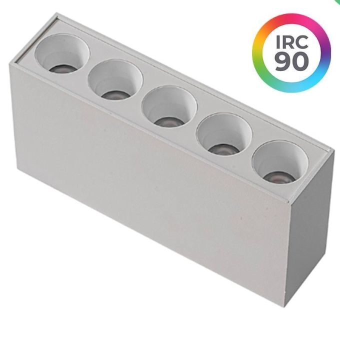  Spot Sobrepor Nordecor Downlight Powerus 5 Focos 10 watts 4000K Branco IRC90 35° Bivolt 137x35x70mm 6806