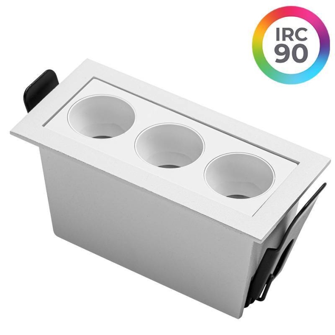 Embutido Nordecor Downlight Powerus 3 Focos 6 watts Branco 4000K IRC90 35° Bivolt 96x46x52mm 6788