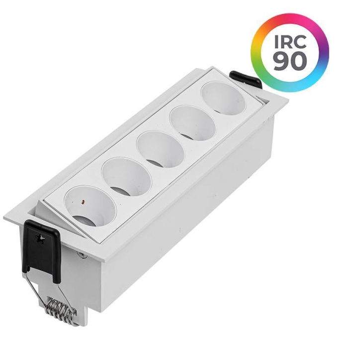 Embutido Nordecor Downlight Powerus Direcionavel 5 Focos 10 watts Branco 4000K IRC90 35° Bivolt 150x46x52mm 6794
