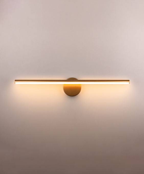 Arandela Opus Hubble 12 watts 3000K IP20 IRC80 160° Bivolt 600xØ120x22mm Dourado OPS 82338
