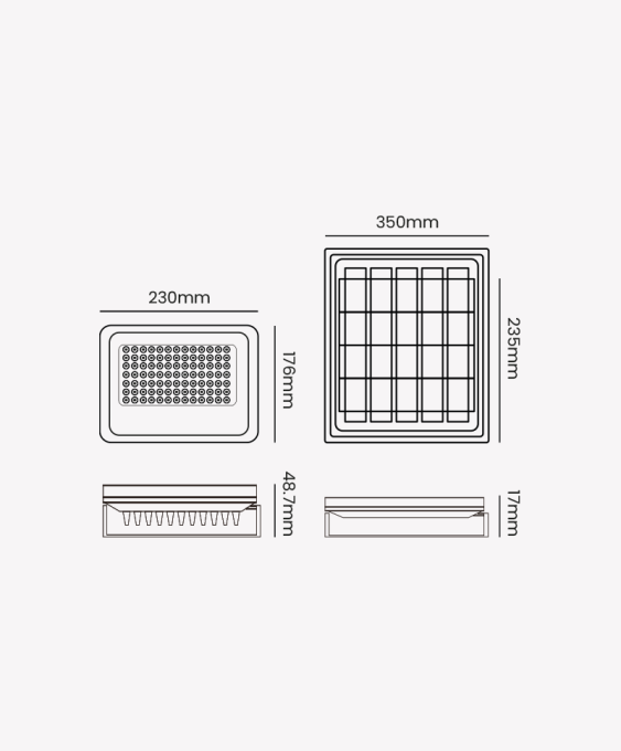 Refletor Opus Solar 90° IP65 IRC80 100 watts 6500K 230x48.7x176mm OPS 88408