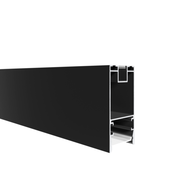 Perfil Sobrepor Alpertone Dual 80x38mm Barra 2 Metros Preto 038P2T