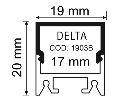 Perfil Sobrepor Alpertone Delta 20x19mm Barra 2 Metros  903A2L /  903B2L /  903P2L
