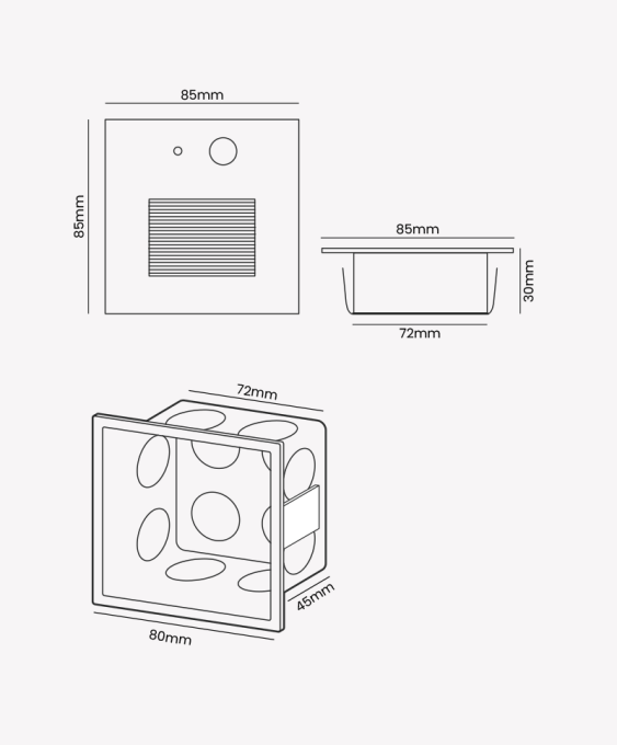 Balizador Opus Sentinela com Sensor 3 watts 3000K 160° IP65 IRC90 Branco 85x85x30mm OPS 88545


