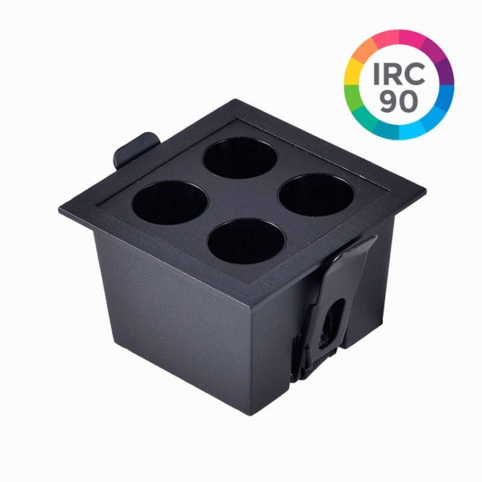 Embutido Nordecor Downlight Powerus 4 Focos 8 watts Preto 4000K IRC90 35° Bivolt 75x75x50mm 6799