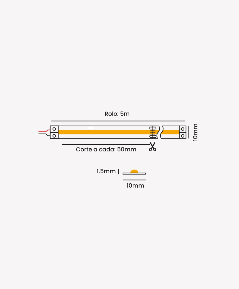 Fita de LED Opus 20 watts/m Cob 24V 3000K IRC90 IP20 (Rolo 5 metros) OPS 88156