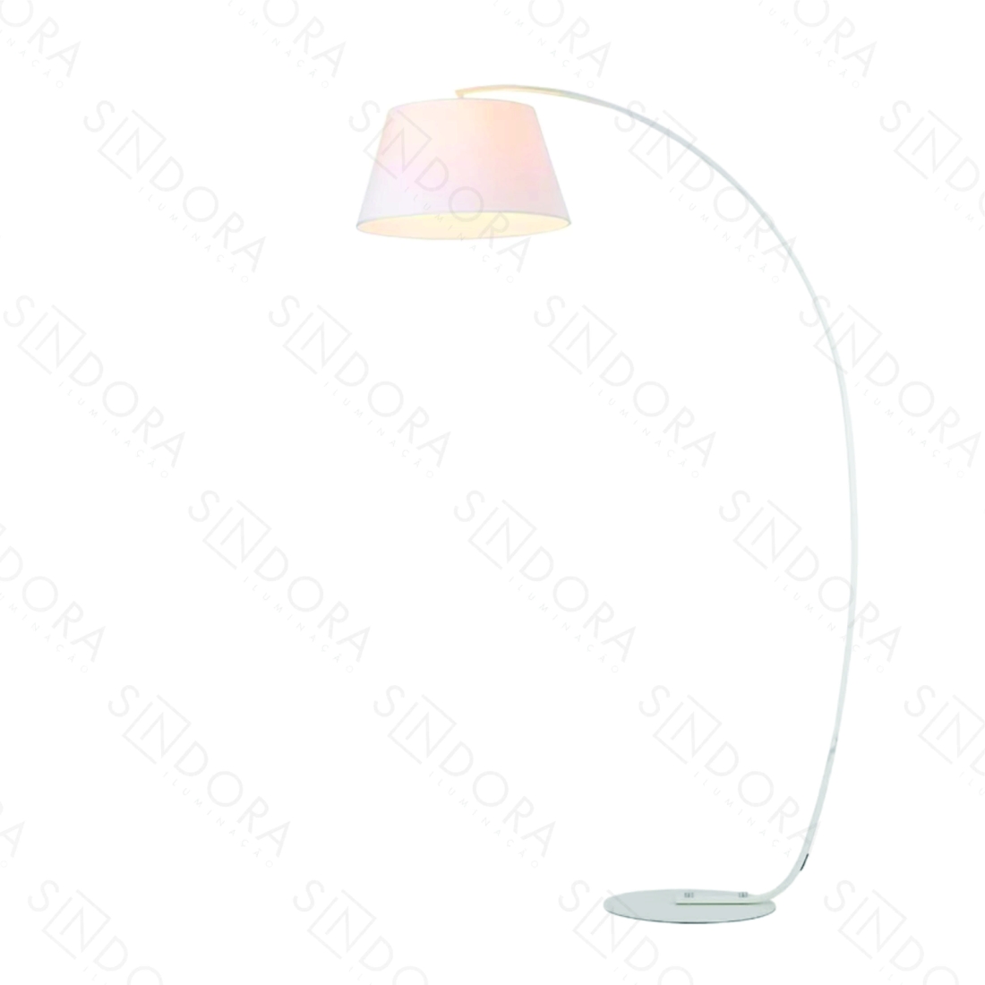 Coluna Sindora Metal Branco e Cúpula Linho Branco 1L E27 Ø430x1800mm DCD00560