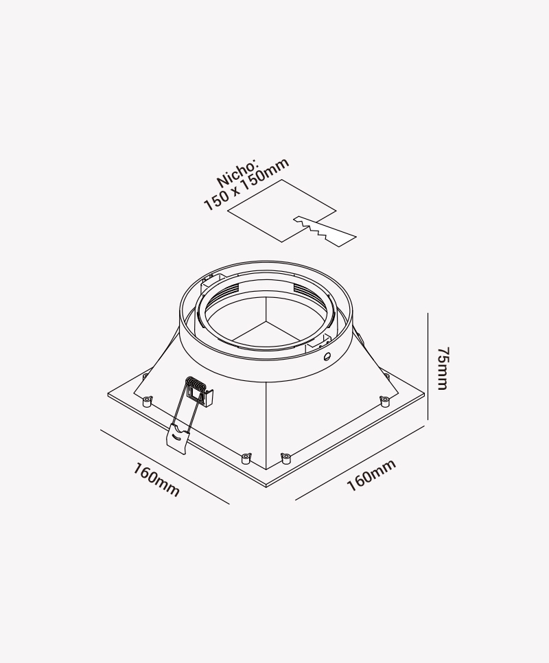 Spot Opus Ultra Recuado AR111 Quadrado Preto 160x160x75mm OPS 87197