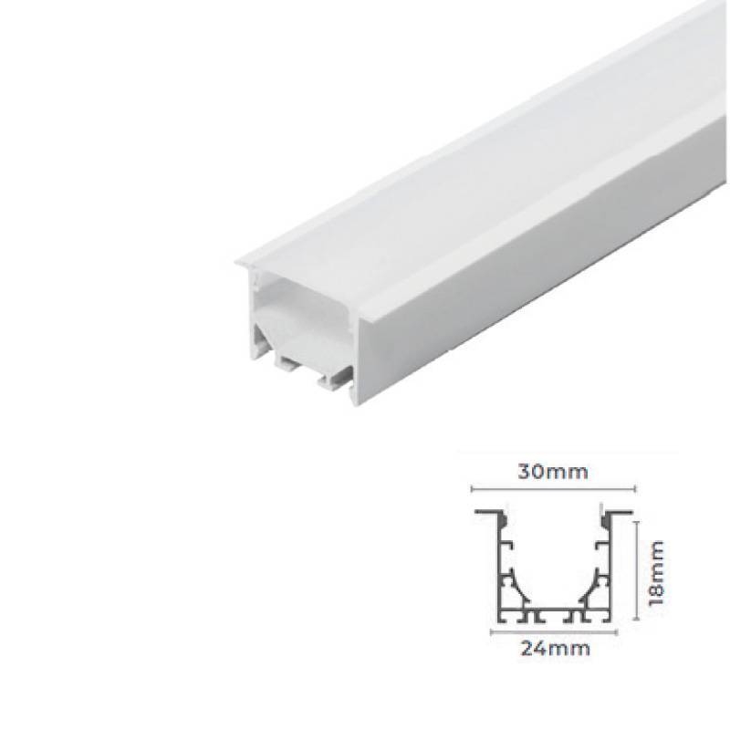 Perfil de Embutir Nordecor 30x18mm Barra de 2 metros Branco 4298
