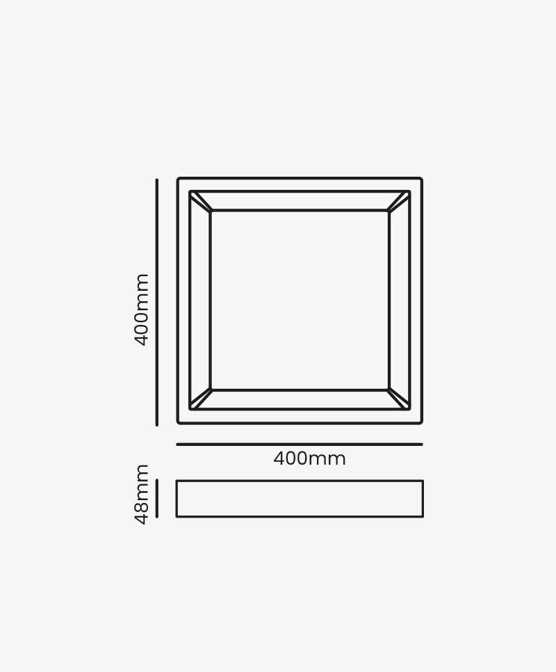 Painel Recuado Sobrepor Opus LED Preto 400x400mm 36 watts 3000K OPS 87388