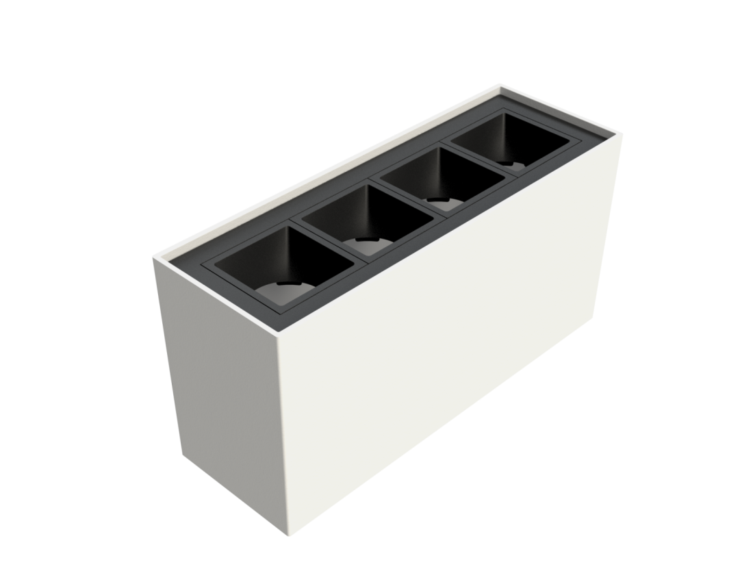 Plafon Moon Linea MR11 4 Focos Branco com Preto  4L MR11 (Mini Dicróica) 1062123