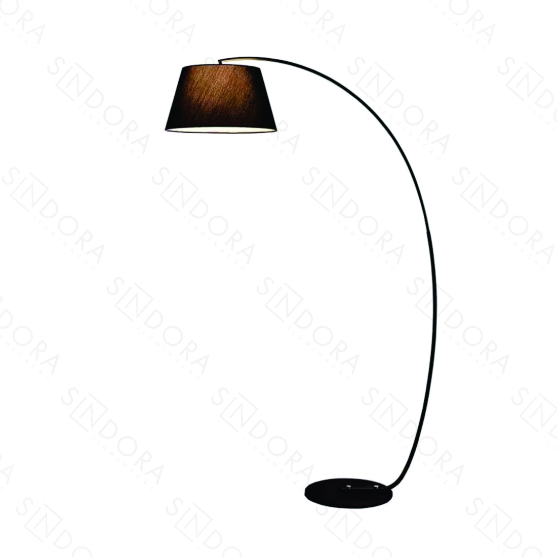 Coluna Sindora Metal Preto e Cúpula Linho Preto 1L E27 Ø430x1800mm DCD00559