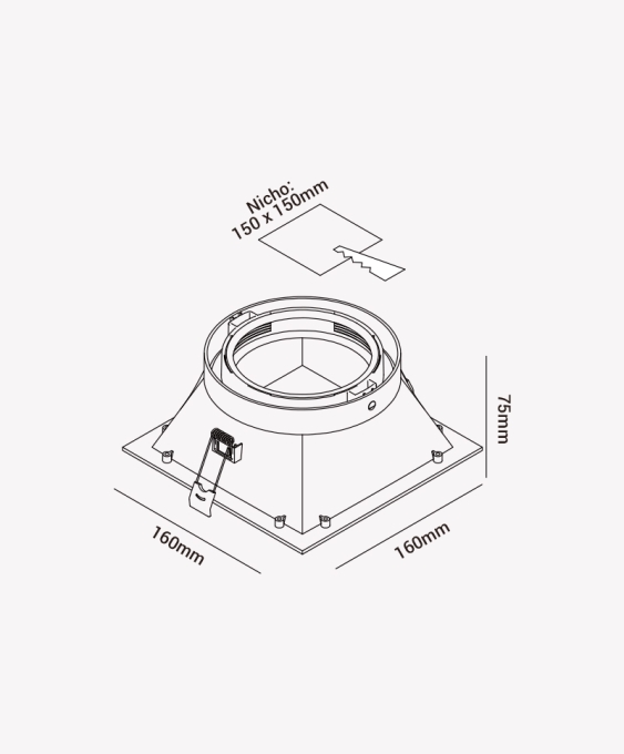 Spot Opus Ultra Recuado AR111 Quadrado Preto 160x160x75mm OPS 87197