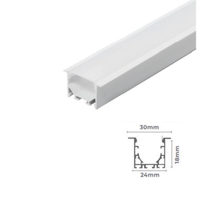 Perfil de Embutir Nordecor 30x18mm Barra de 2 metros Branco 4298