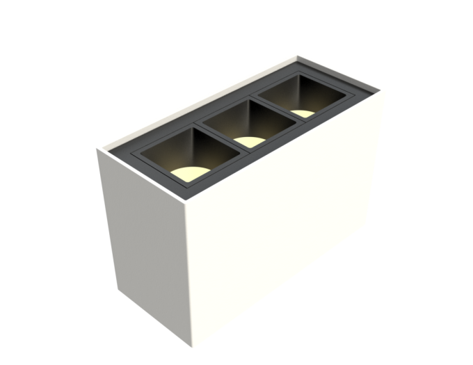Plafon Moon Linea MR11 3 Focos Branco com Preto  3L MR11 (Mini Dicróica) 1062120
