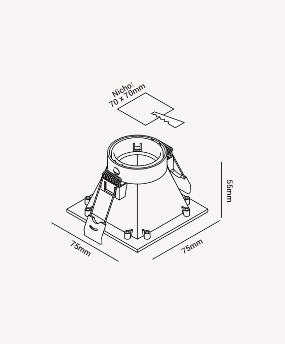 Spot Opus Ultra Recuado MR11 Quadrado Branco 75x75x55mm OPS 87081
