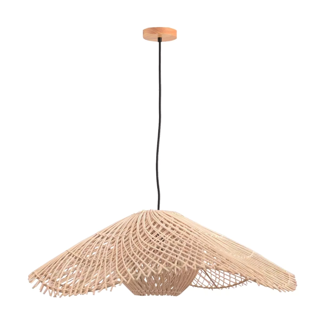 Pendente Skylight Ôtaki Rattan 1L E27 Ø600x200mm Cabo 3 metros SKY-4119M