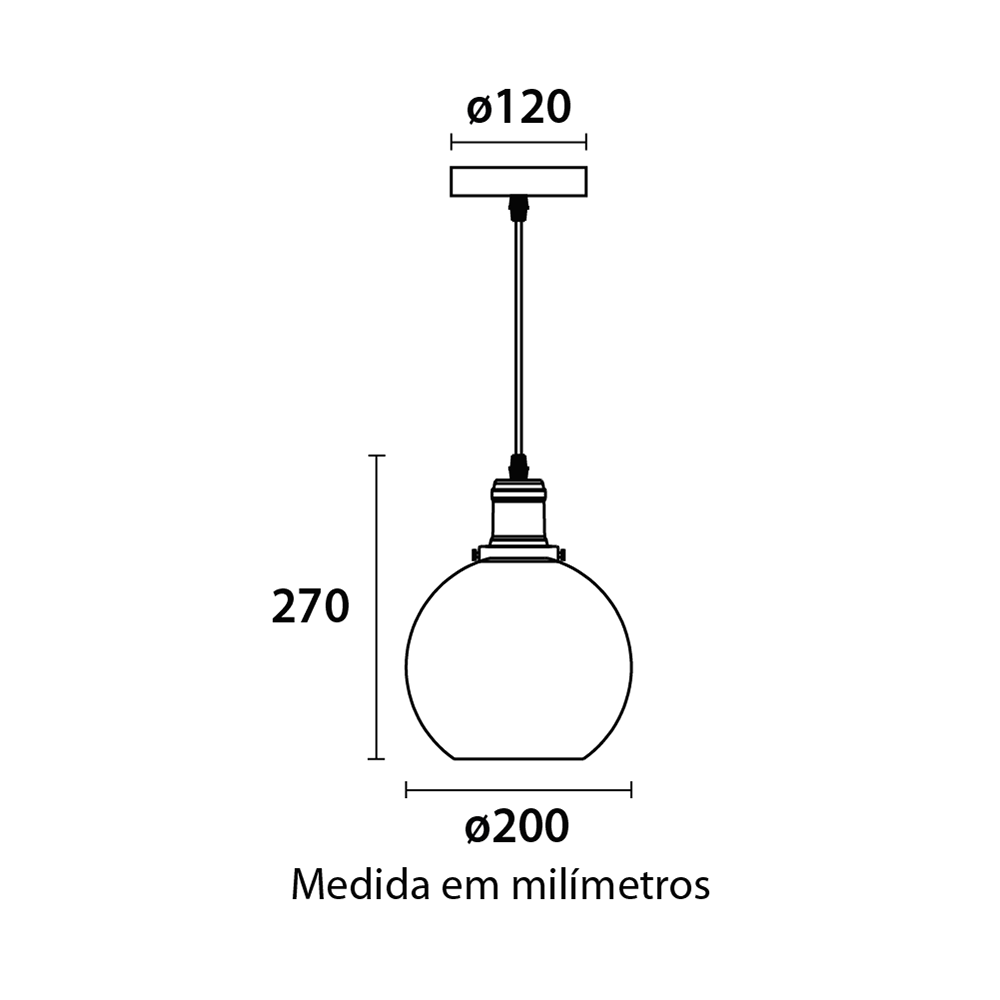 Pendente Blumenau Soho Globe Vidro Ambar 1L E27 Ø200x270mm 89031102-1