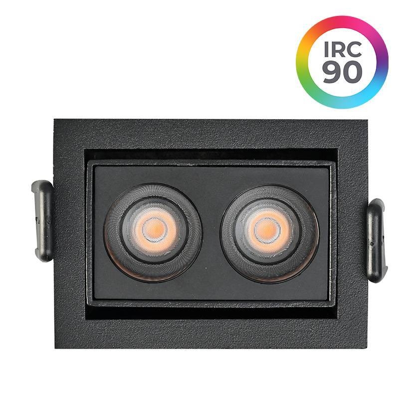 Embutido Nordecor Downlight Powerus Direcionável 2 Focos 4 watts Preto 4000K IRC90 38° Bivolt 70x52x46mm 6787