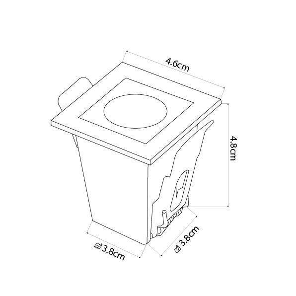 Embutido Nordecor Downlight Powerus Preto 2 watts 4000K IRC90 15° Bivolt 46x46x52mm 6781