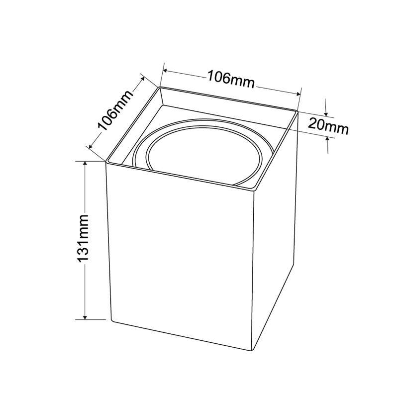 Spot Sobrepor Nordecor Loyo Quadrado 1L PAR20 Preto 106x106x131mm 6957