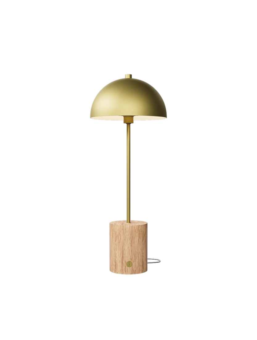 Abajur Casual Light Studioluce Pilz Madeira e Dourado 1L G9 Ø250x520mm AB1857DO