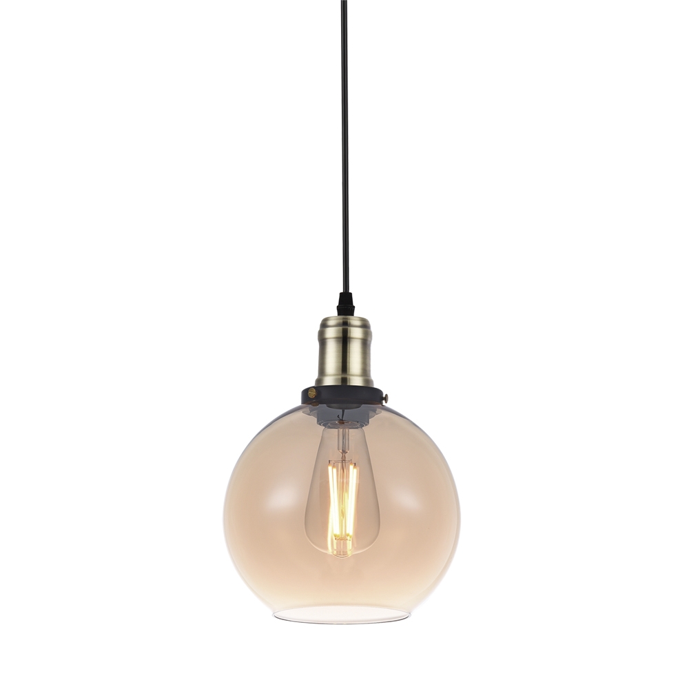Pendente Blumenau Soho Globe Vidro Ambar 1L E27 Ø200x270mm 89031102-1