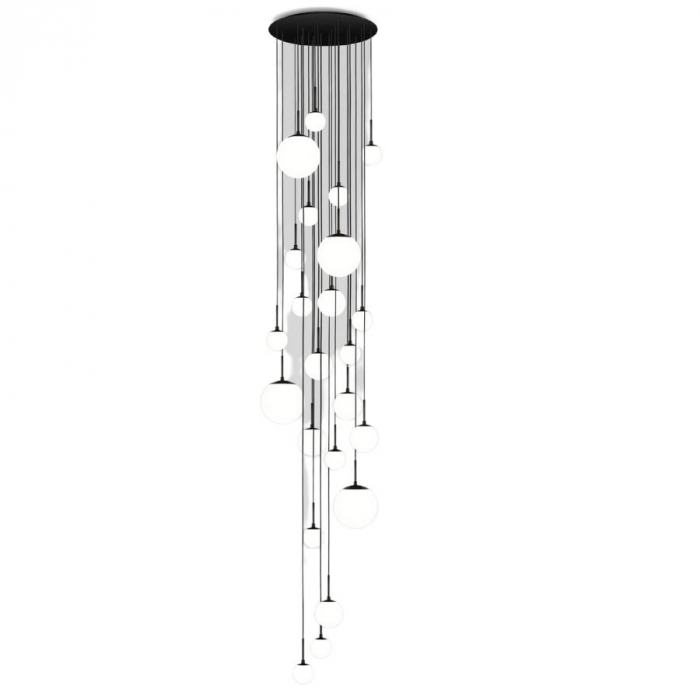 Pendente TKS Wasserfall Globo Ø100/140/200mm 19L G9 + 4L E27 Ø500x500x3000mm 1946