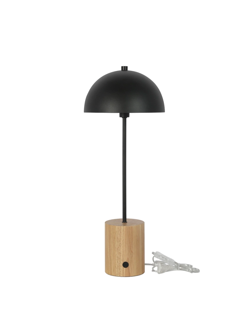 Abajur Casual Light Studioluce Pilz Preto e Madeira 1L G9 Ø250x520mm AB1857PT