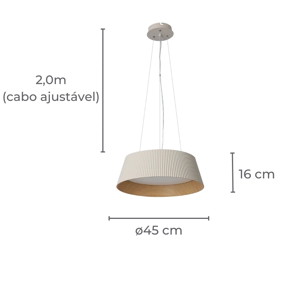 Pendente Casual Light Studioluce Muffin 18 watts 3000K~6000K Fendi e Madeira Ø450x160mm PD1841FD