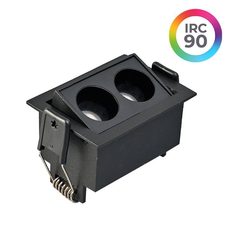 Embutido Nordecor Downlight Powerus Direcionável 2 Focos 4 watts Preto 4000K IRC90 38° Bivolt 70x52x46mm 6787