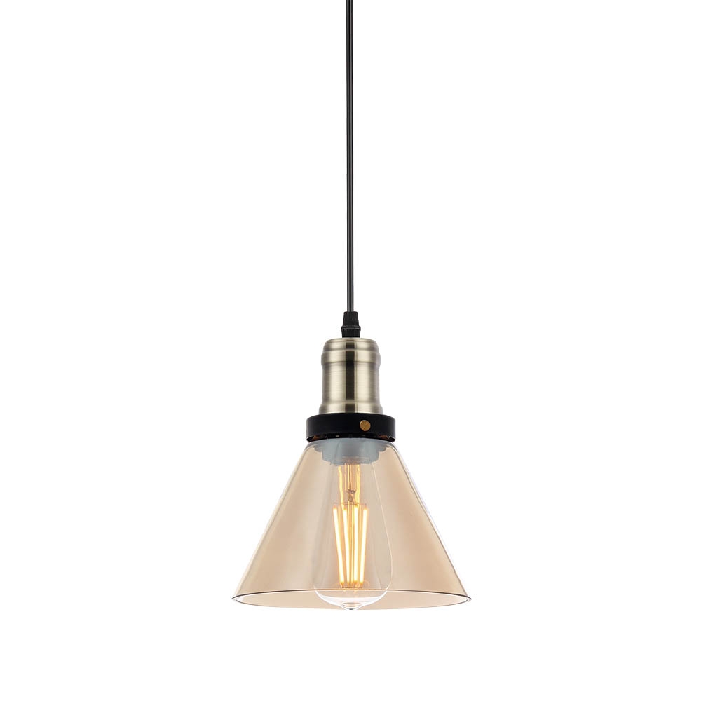 Pendente Blumenau Soho Cone Vidro Ambar 1L E27 Ø182x219mm 89011102-1