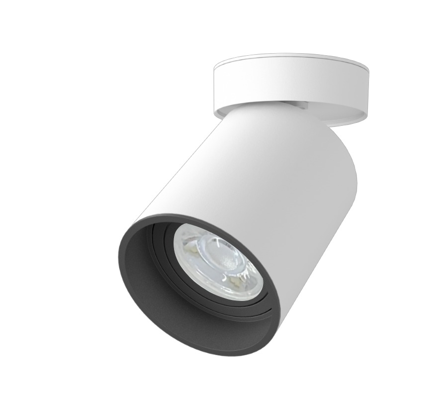 Spot Moon Sobrepor Articulado Flex Branco com Recuo Preto 1L MR16 1012092
