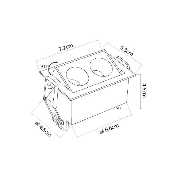 Embutido Nordecor Downlight Powerus Direcionável 2 Focos 4 watts Preto 4000K IRC90 38° Bivolt 70x52x46mm 6787