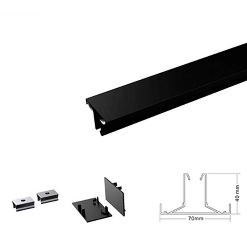 Perfil de Sobrepor Nordecor Alux Preto 70x40mm Barra de 3 metros 4239