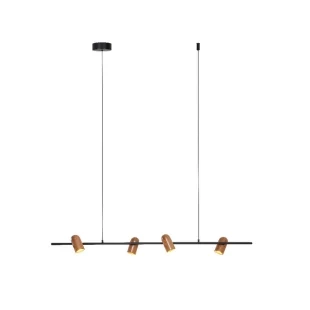 Pendente Casual Light Studioluce Onna Preto e Madeira 4L GU10 1400x150x120mm PD1864PTMD