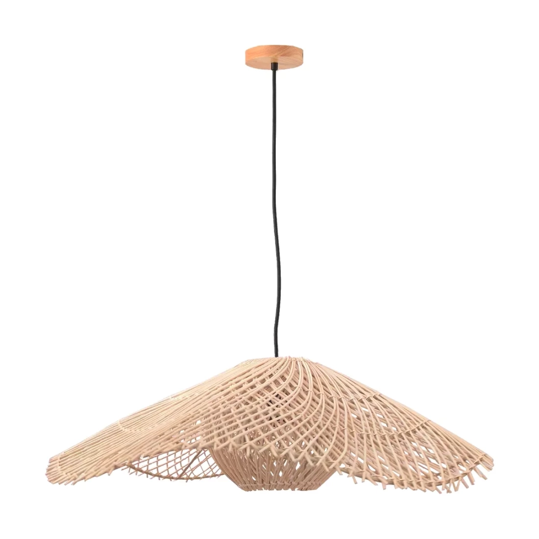 Pendente Skylight Ôtaki Rattan 1L E27 Ø800x300mm Cabo 3 metros SKY-4119G
