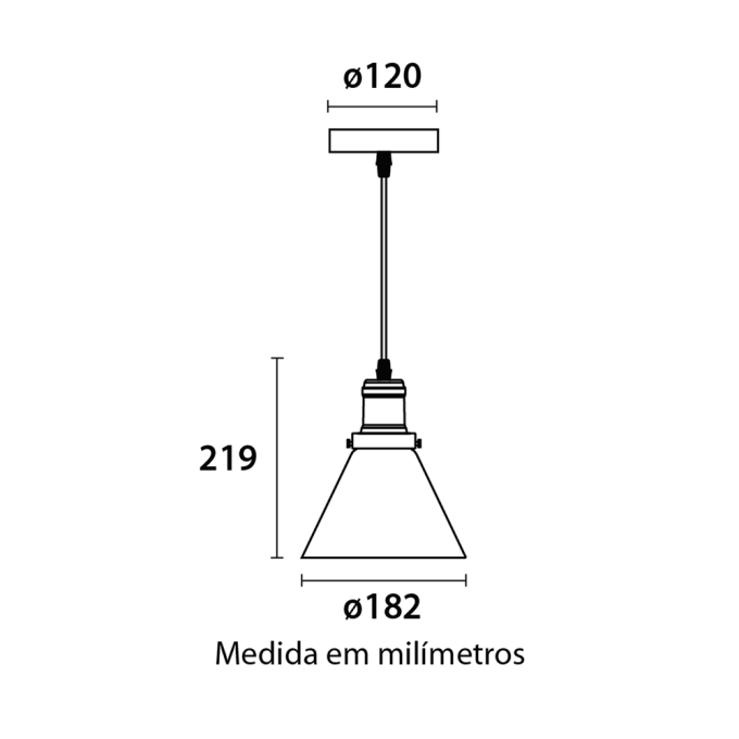 Pendente Blumenau Soho Cone Vidro Ambar 1L E27 Ø182x219mm 89011102-1