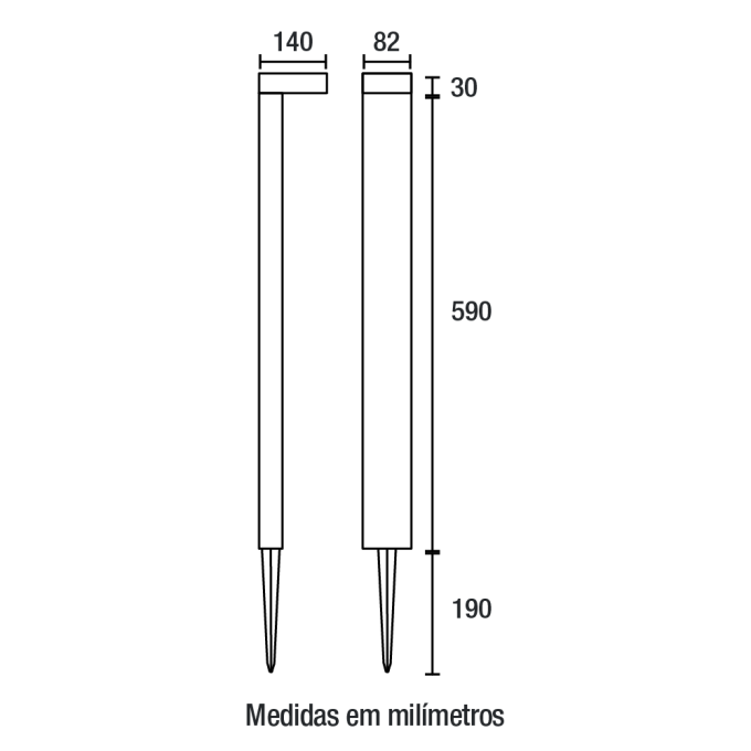Balizador Solar Blumenau Lino 5 watts IP65 Preto 3000K 140x82x590mm 20225031-28