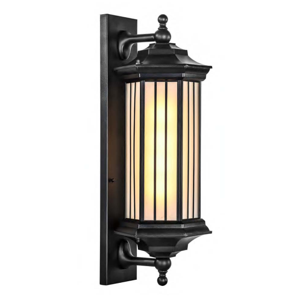Arandela Lighting Store Colonial Alumínio Fundido Preto e Vidro Fosco 1L E27 220x230x600mm LO-1452