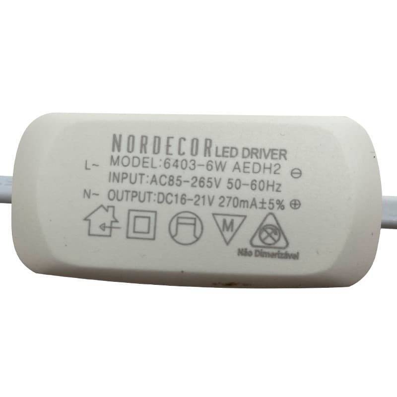 Driver Nordecor para Powerus 6 watts DC16-21V 270MA 6403