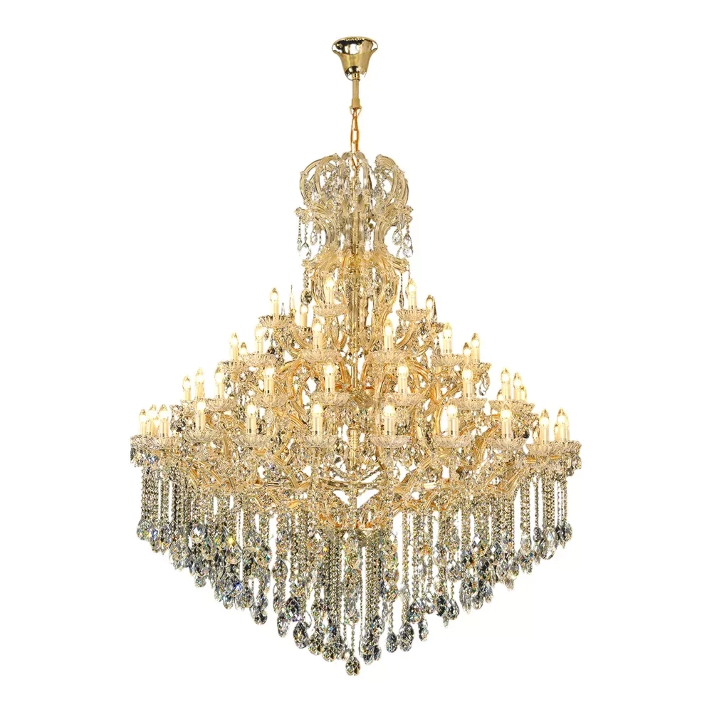 Lustre Sindora Metal Dourado e Cristal 66L E14 Ø1600x1800mm DCD00825