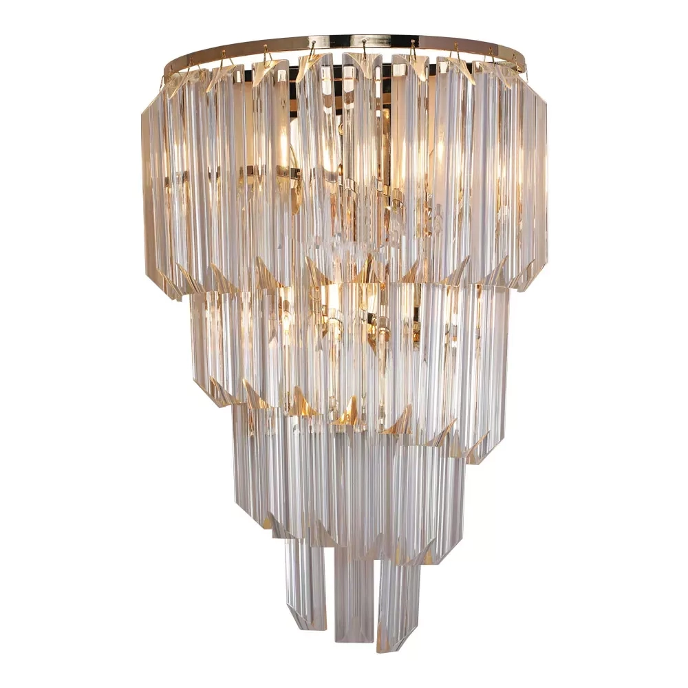 Arandela Sindora Alumínio Ouro Velho e Vidro 3L E14 430x300mm DCB00280