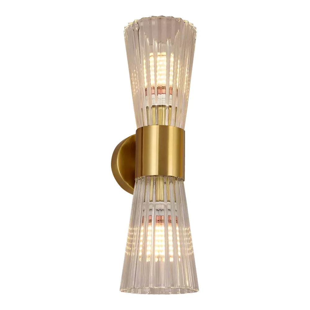 Arandela Sindora Alumínio Ouro Velho e Vidro 2L E14 Ø120x400mm DCB00281