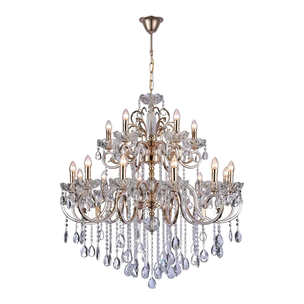 Pendente Sindora Metal Dourado e Cristal 18L E14 1000x1200mm DCD00480-12+6