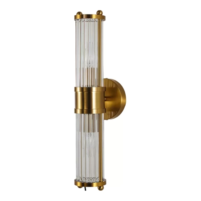 Arandela Sindora Alumínio Ouro Velho e Vidro 2L E14 500x120mm DCB00278