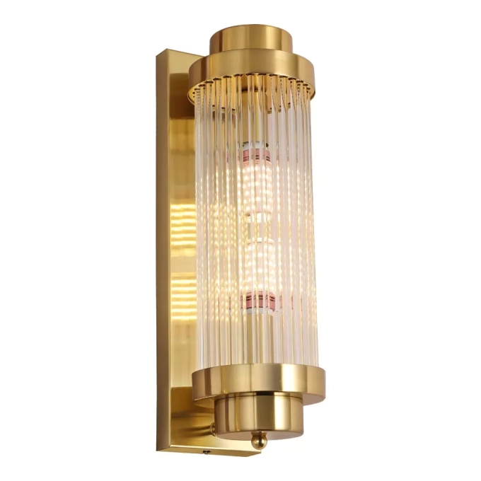 Arandela Sindora Alumínio Ouro Velho e Vidro 2L E14 400x110mm DCB00279