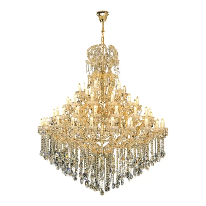 Lustre Sindora Metal Dourado e Cristal 66L E14 Ø1600x1800mm DCD00825